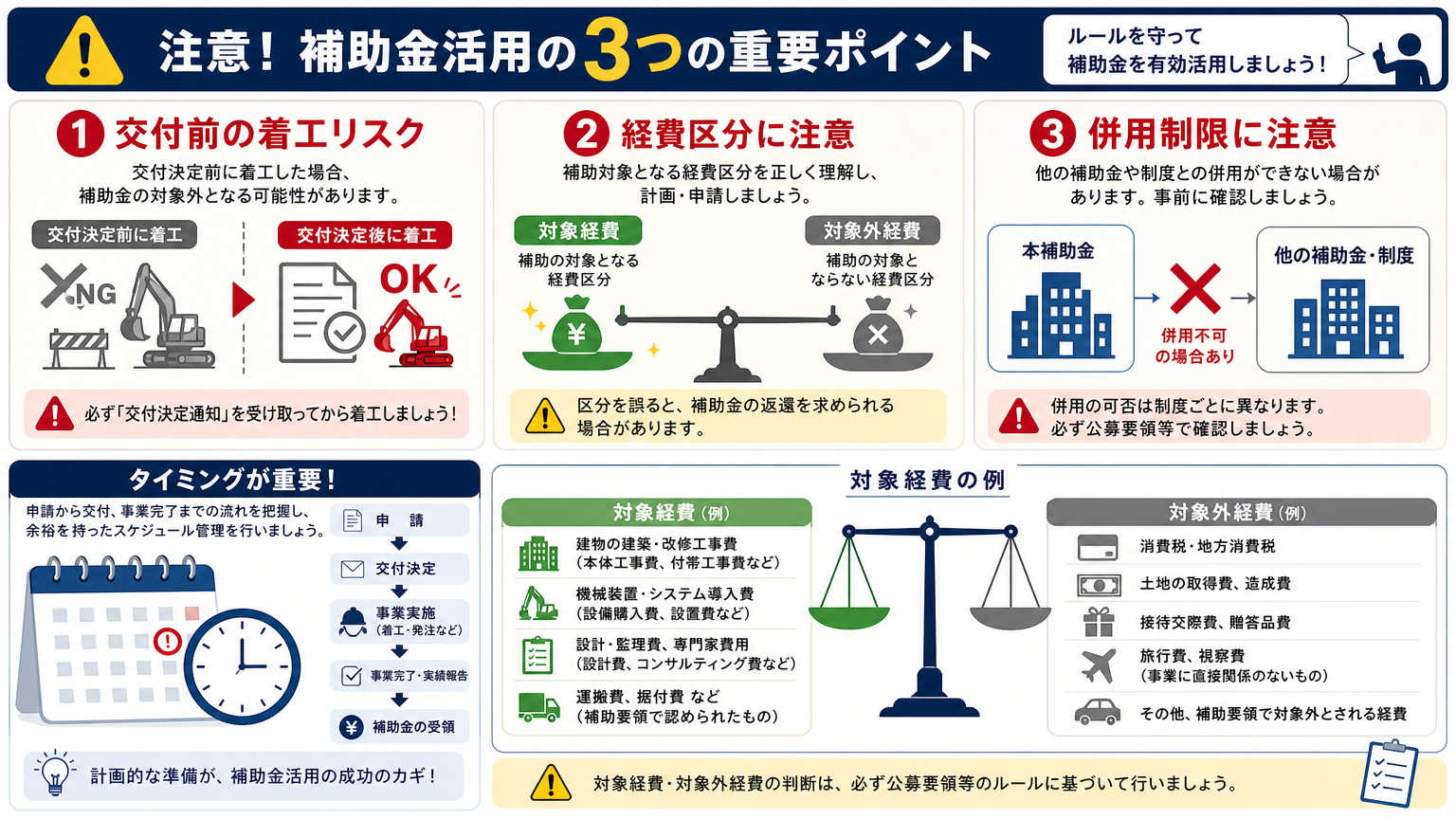 補助金・助成金活用における注意点