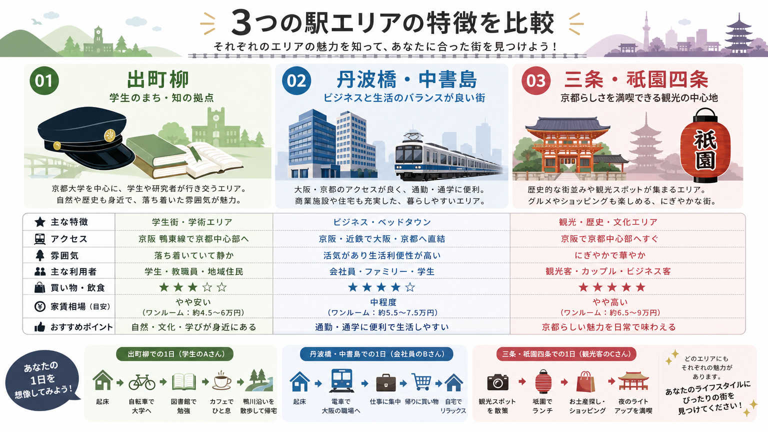 京阪沿線で人気の駅と特徴の比較